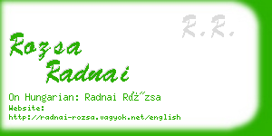rozsa radnai business card